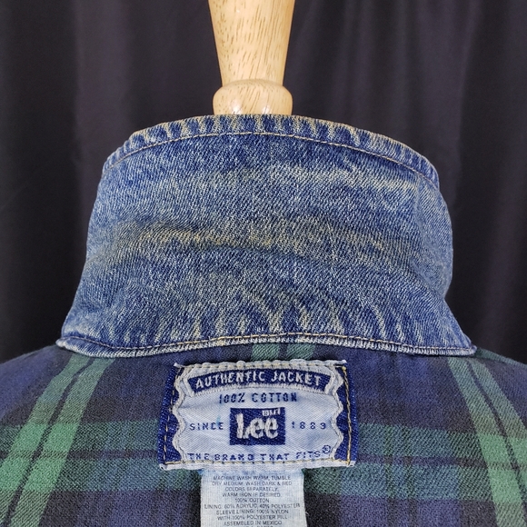 Lee Storm Rider Blacket Lined Denim Jacket Insulated Blue Jean Jacket XL L - Picture 5 of 9